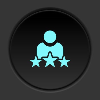 Round button icon, rating. Button banner round, badge interface for application illustration on dark background vector