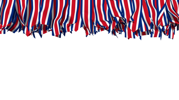 Costa Rica Flag Different Shapes of Cloth Stripe Hanging From Top, Independence Day, 3D Rendering png