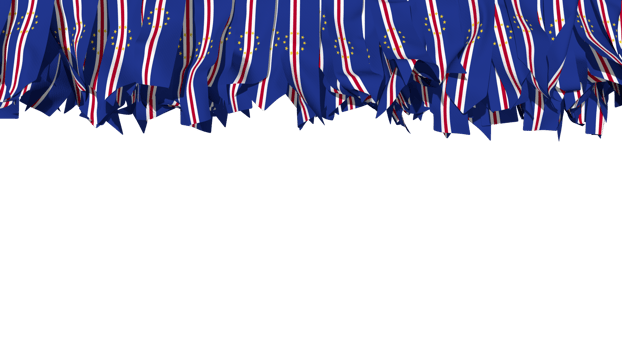 Cabo Verde, Cape Verde Flag Different Shapes of Cloth Stripe Hanging From Top, Independence Day, 3D Rendering png