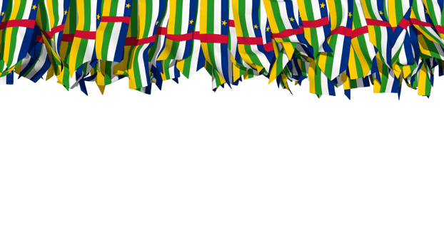 Central African Republic Flag Different Shapes of Cloth Stripe Hanging From Top, Independence Day, 3D Rendering png