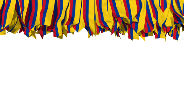 Colombia Flag Different Shapes of Cloth Stripe Hanging From Top, Independence Day, 3D Rendering png