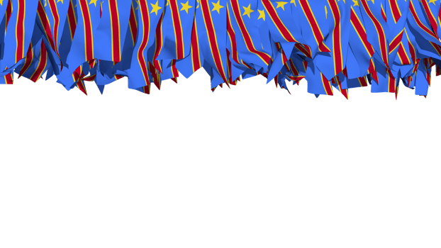 Democratic Republic of the Congo Flag Different Shapes of Cloth Stripe Hanging From Top, Independence Day, 3D Rendering png