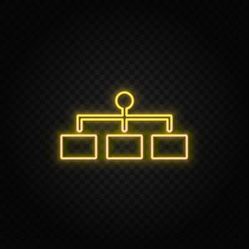 structure yellow neon icon .Transparent background. Yellow neon vector icon on dark background