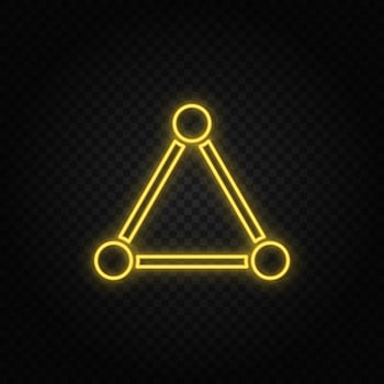 connection, network yellow neon icon .Transparent background. Yellow neon vector icon on dark background