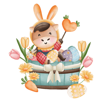 Watercolor Easter Rabbit Animal Farmer, Easter Elements, Easter farm concept png
