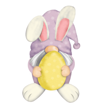 Gnome Watercolor Easter Clipart, Spring png, Gnome Rabbit png