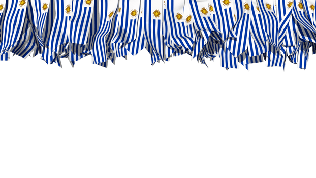 Uruguay Flag Different Shapes of Cloth Stripe Hanging From Top, Independence Day, 3D Rendering png