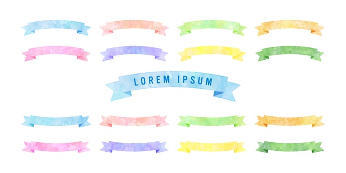 Vector watercolor ribbon set