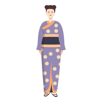 Lady kimono icon cartoon vector. Asian woman vector