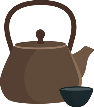 Oriental style ceramic teapot of illustration. png
