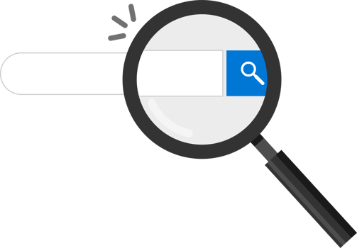 The magnifying glass is facing the search bar, and the webpage prompts to search png