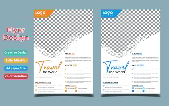 Travel sale social media banner post template design with agency logo, icon and abstract background for travelling business marketing. Summer beach holiday online promotion poster vector