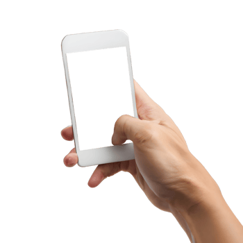 Hand holding smartphone with blank screen. png