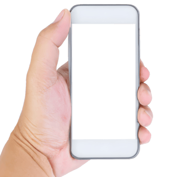 Hand holding smartphone with blank screen. png