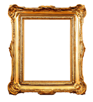 Blank antique gold picture frame. png