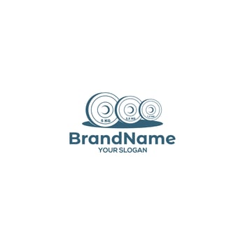 barbell plate fitness logo design vector