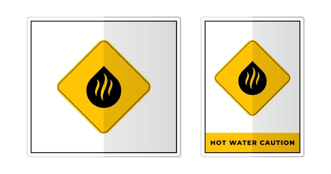 Hot water caution Sign Label Symbol Icon Vector Illustration