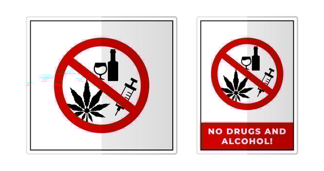 No drugs and alcohol Sign Label Symbol Icon Vector Illustration