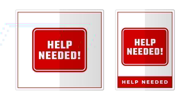 Help needed hanging Sign Label Symbol Icon Vector Illustration