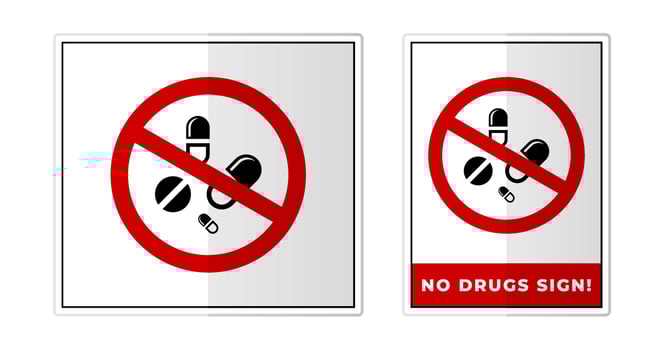No drugs vector sign, don't use medicaments Sign Label Symbol Icon Vector Illustration