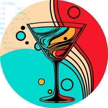 Martini glass with cocktail in postmodern pop art technique vector