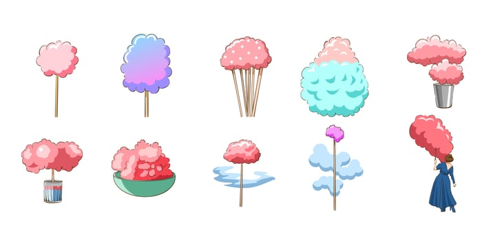 Cotton candy vector set collection graphic clipart design