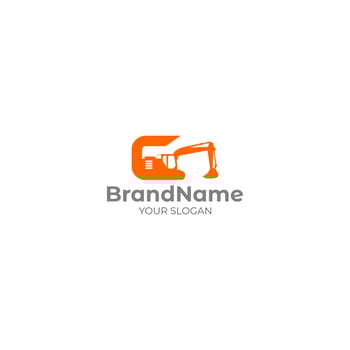 C Excavator Logo Design Vector