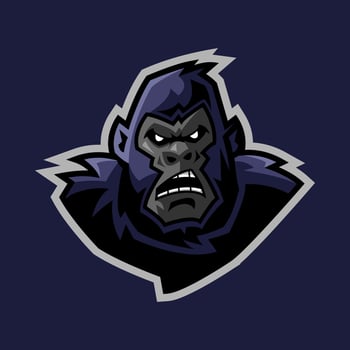 gorilla face mascot logo design. perfect for esport logo, gaming, team. vector illustration.