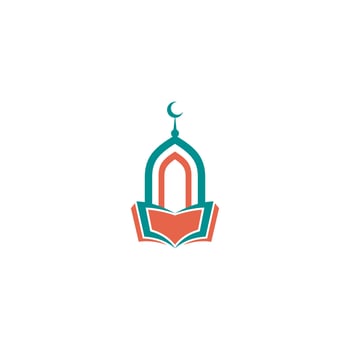 Mosque logo with crescent and crescent moon on white background vector