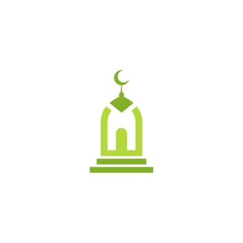 Mosque logo with crescent and crescent moon on white background vector