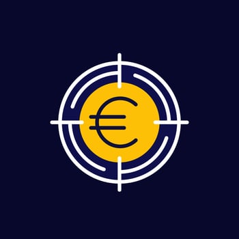 focus on money icon with euro, vector