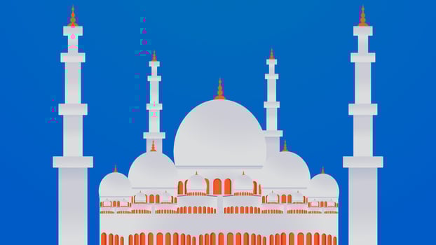 Abu Dhabi Mosque Vector with Sheikh Zayed Grand Flat design