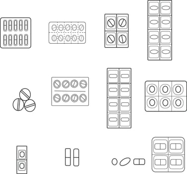 medical icons set. anti biotic, pharmarcy icon medical and anti biotics vector