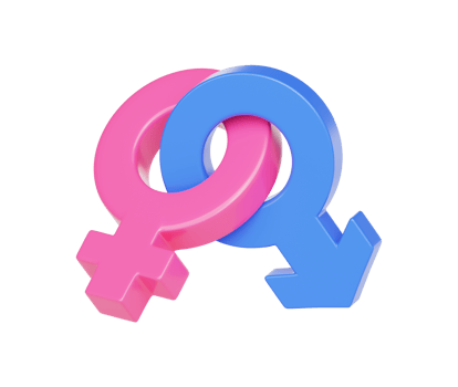 Female and male gender symbols couple relationship element 3d background illustration png