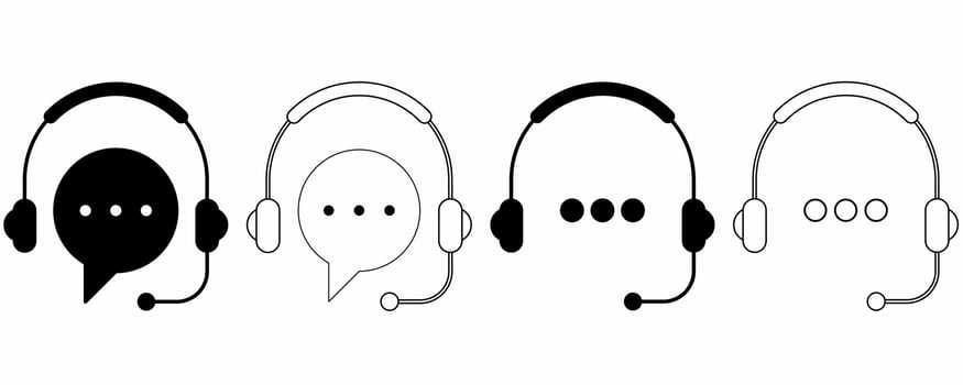 Headphone Support service icon set isolated on white background vector