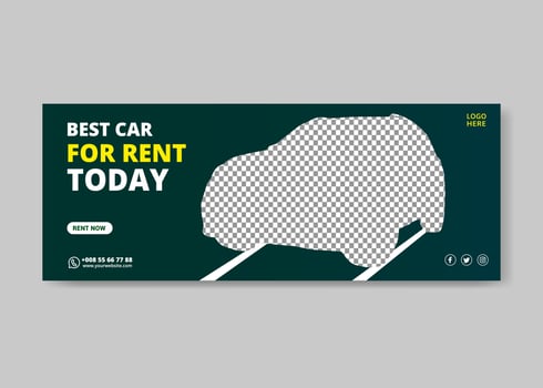 Car rental social media cover and banner design, Car rental social media post template, social media post template vector