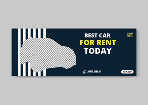 Car rental social media cover and banner design, Car rental social media post template, social media post template vector