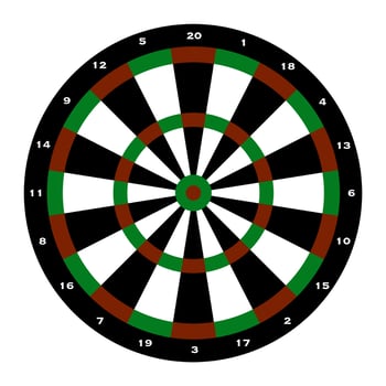 Dartboard, Dart target in red, green, black and white in vector illustration design