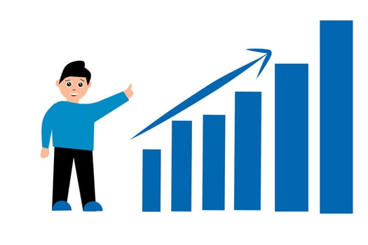 Growth People business concept with graphs. Vector illustration.