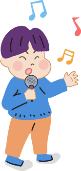 Happy cute kid sing music cartoon character doodle hand drawn design for decoration. png