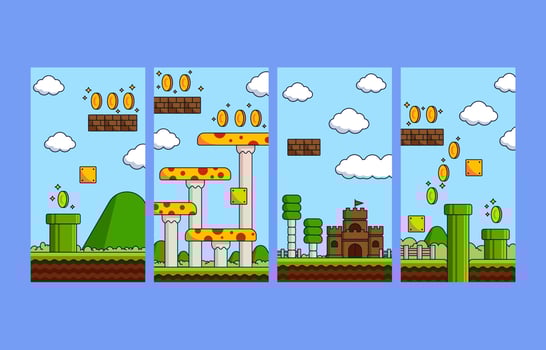Set of Arcade Game Scenery Social Media Story vector