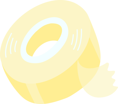 Clear yellow sticker tape roll, hand drawn illustration png