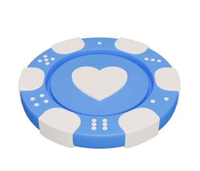 casino chip heart blue 3d png