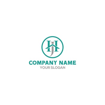 HJ Roof Logo Design Vector