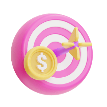 Business Icon, Arrow Targeting with Coin , 3D Illustration png