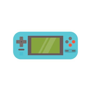 portable game player. Old portable console games. Retro games gadget of the 90s. portable classic console game pad flat design vector illustration