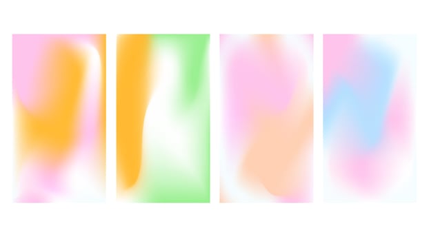 Gradient y2k aura background. Holographic pattern for stories or poster design. Iridescent aurora frame with smooth ombre effect. Aesthetic groovy ig blurry cover from 2000s vibe vector