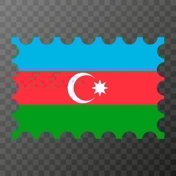 Postage stamp with Azerbaijan flag. Vector illustration.
