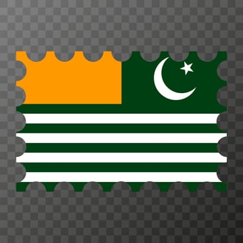 Postage stamp with Azad Kashmir flag. Vector illustration.
