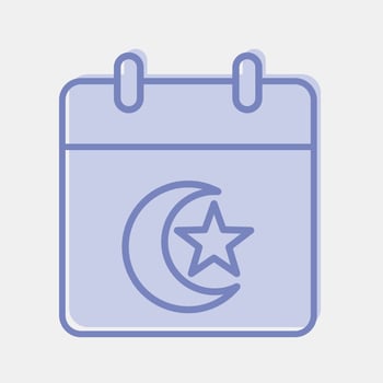 Icon islamic calendar. Islamic elements of Ramadhan, Eid Al Fitr, Eid Al Adha. Icons in two tone style. Good for prints, posters, logo, decoration, greeting card, etc. vector